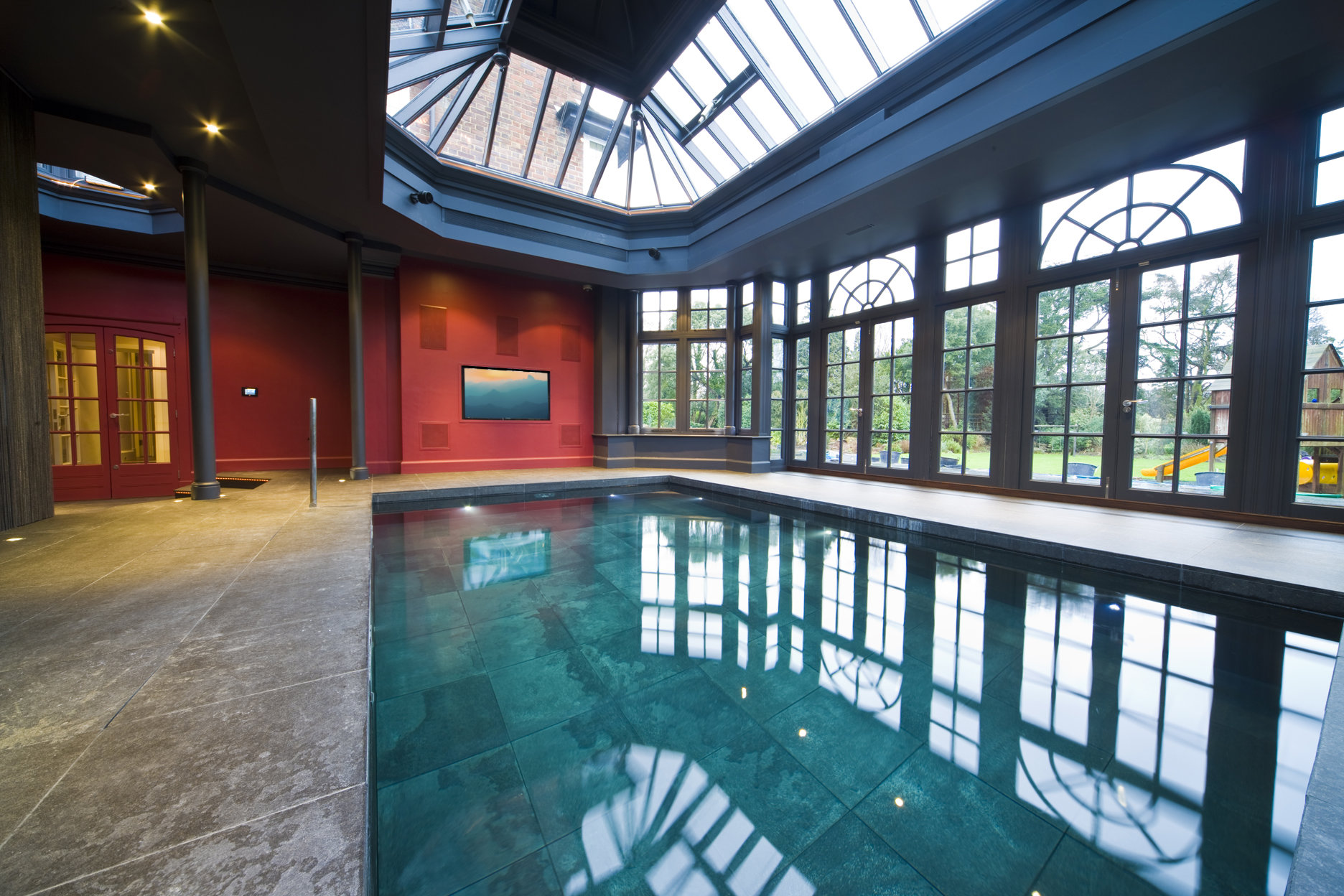 Architectural interior with integrated lighting, audio and control