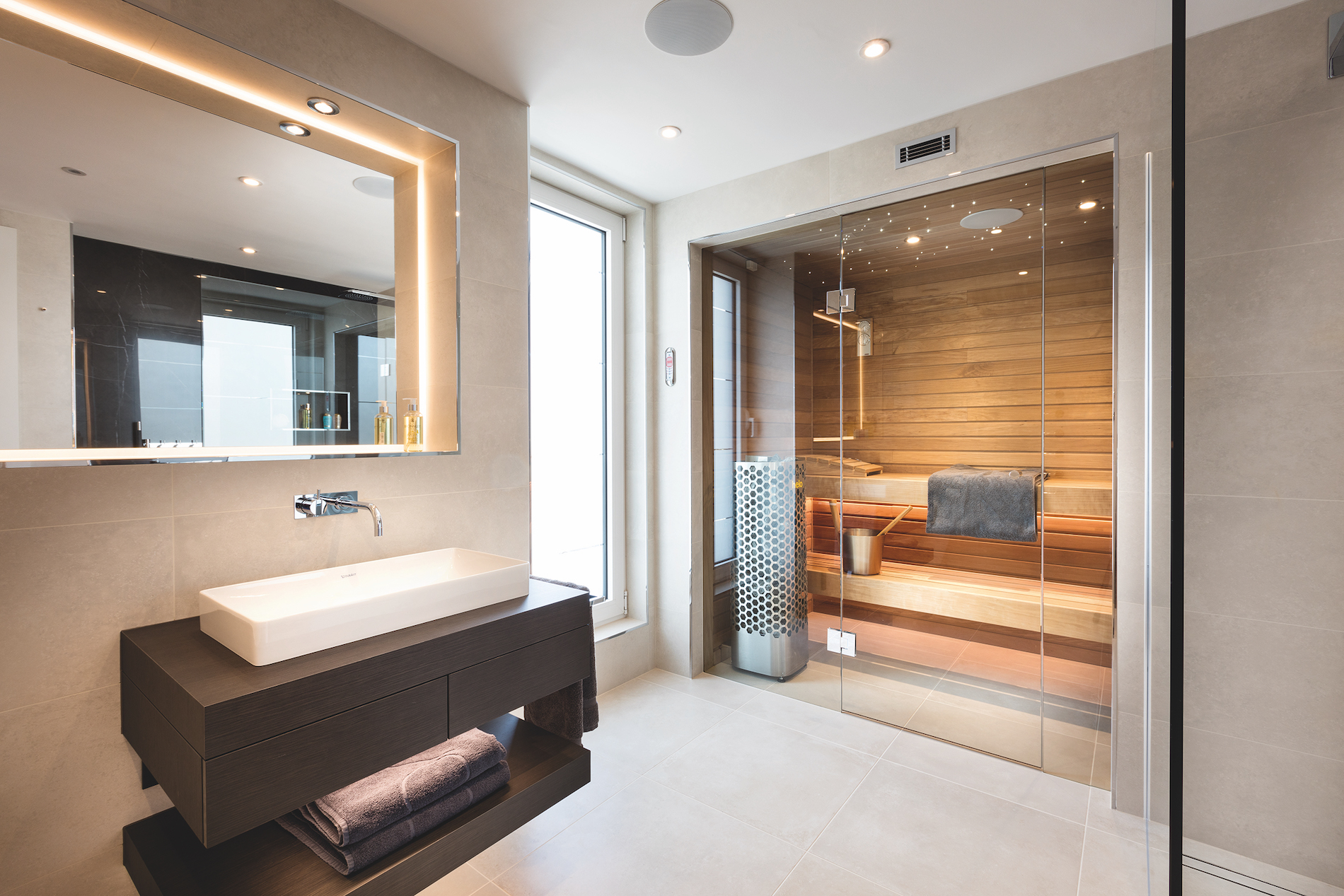 Architectural interior with integrated lighting and technology